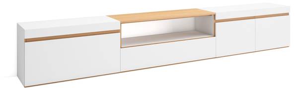 TV-Lowboard Cozy X Braun - Weiß - Melamin - 288 x 45 x 35 cm