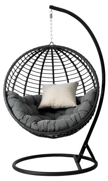 Hängesessel Amara Beige - Schwarz - Grau - Metall - 111 x 195 x 105 cm