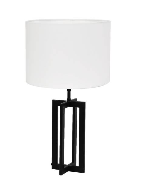 Lampe de table Mace/Polycotton Noir - Blanc - Acier - 30 x 56 x 30 cm