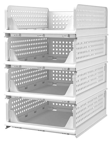 4-schichtige Aufbewahrungsbox C673-4-W Weiß - Kunststoff - 33 x 14 x 42 cm