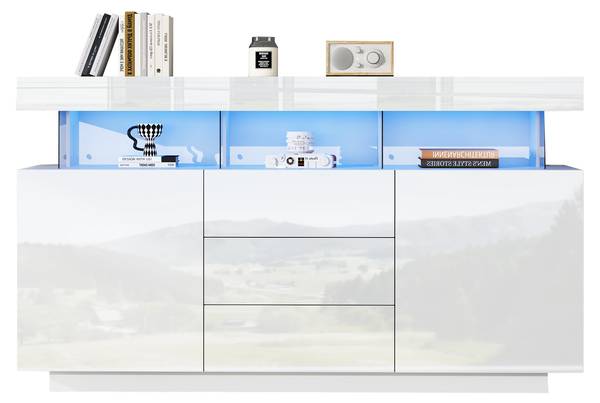 Sideboard Rezer Weiß - Holzwerkstoff - 140 x 80 x 35 cm