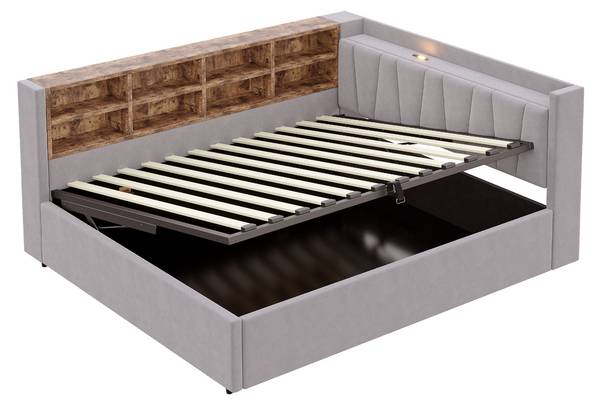 Kinderbett K-1535 Grau - Holzwerkstoff - 151 x 81 x 215 cm