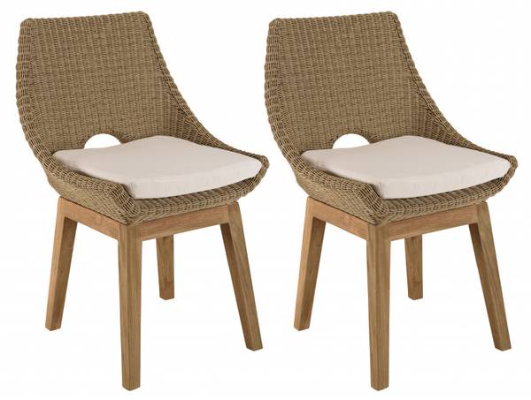 Gartenstuhl KALLY 2er Set Braun - Massivholz - 62 x 88 x 55 cm