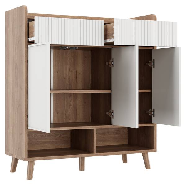 Schuhschrank NaturWoody Ⅳ Weiß - Holzwerkstoff - 90 x 100 x 35 cm