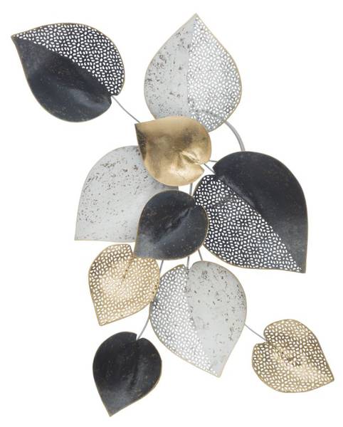 Wanddekoration Half Leaf B Metall - 6 x 40 x 63 cm