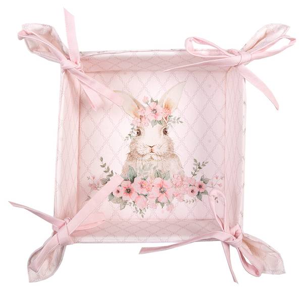 Brotkorb Kaninchen RUSTIC EASTER Pink - Textil - 35 x 8 x 35 cm