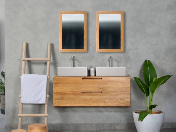 Waschbeckenunterschrank BIMBING Beige - Holz teilmassiv - 115 x 45 x 45 cm