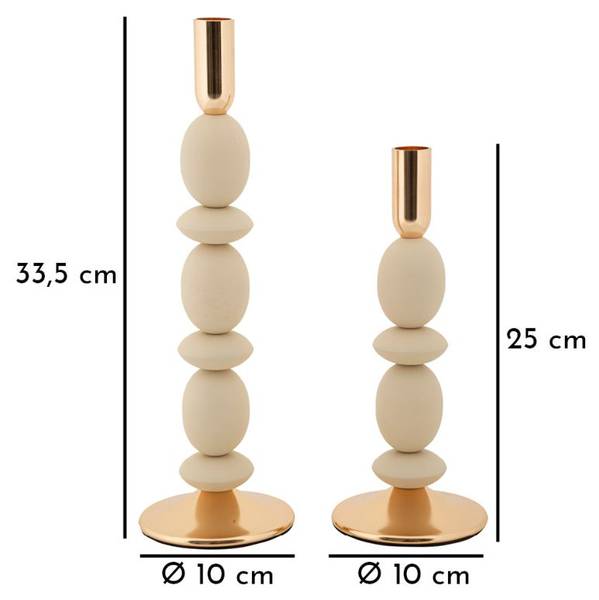 Lot de 2 porte-bougies Shuttle C Beige - Métal - 10 x 34 x 10 cm