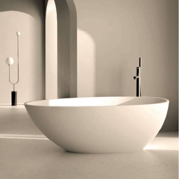 Badewanne SOLEVIA Freistehend Weiß - Harz - 168 x 58 x 168 cm