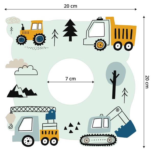 Lichtschalter-Sticker Baumaschinen Schwarz - Blau - Grün - Gelb - PVC - 20 x 20 x 20 cm
