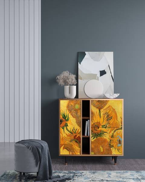 Sideboard BS5 Walnuss Gelb - Holzwerkstoff - 94 x 96 x 41 cm