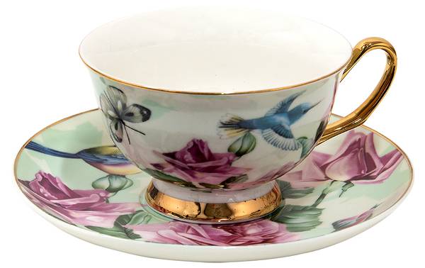 Kop en Schotel Leon&Cups groen - porselein - 10 x 6 x 12 cm