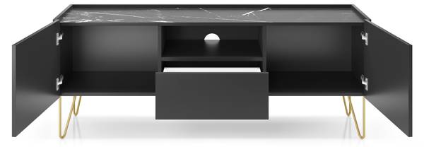 Meuble TV Napo Gris - Bois manufacturé - 144 x 55 x 37 cm