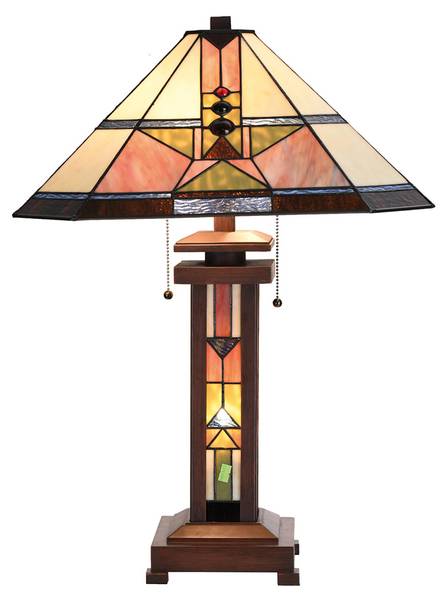 Tiffany Tischlampe Valentina Beige - Glas - 42 x 60 x 42 cm