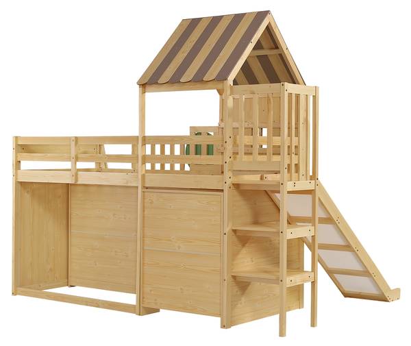 Hochbett FunyHomey Ⅰ Braun - Kiefer - 178 x 212 x 249 cm