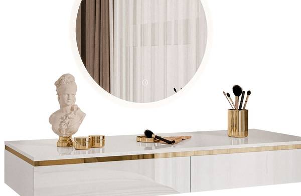 Hängeschminktisch AURORA Spiegel Weiß - Holzwerkstoff - 102 x 75 x 44 cm