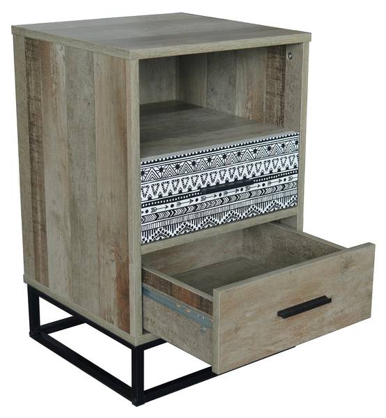 MAILBOX Nachtkommode Braun - Grau - Holzwerkstoff - 40 x 62 x 38 cm