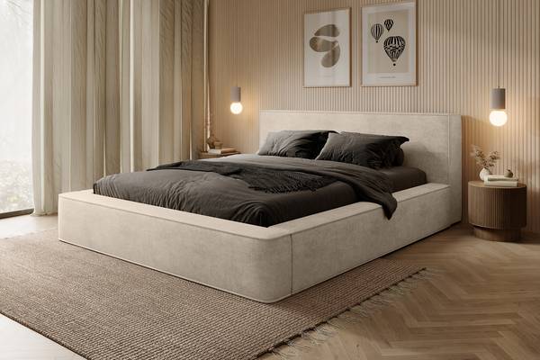 Polsterbett MUMMO Creme - Breite: 200 cm