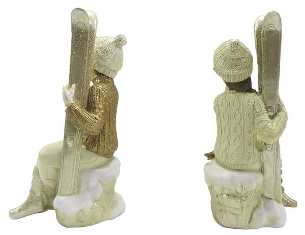 Figur 2-er Set Kinder Xmas-OmarV 2er Set Beige - Kunststoff - 7 x 18 x 10 cm