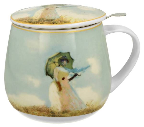 Becher Monet Woman mit Teesieb 3er Set Porzellan - 13 x 10 x 8 cm