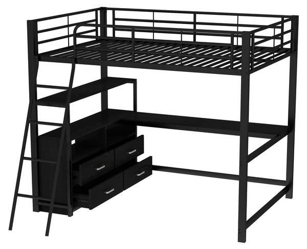 Hochbett BB3715 Schwarz - Metall - 145 x 180 x 204 cm