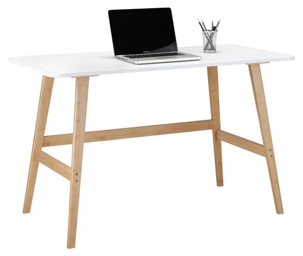 Schreibtisch PHIL Beige - Weiß - Holzwerkstoff - Naturfaser - 120 x 75 x 60 cm