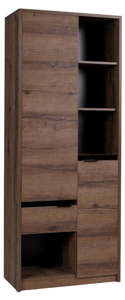 Mehrzweckschrank Denver Schwarz - Braun - Holzwerkstoff - 80 x 200 x 40 cm