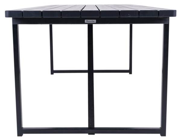 Gartentisch Riga Schwarz - Fichte - Teakholz - Stahl - 90 x 75 x 200 cm