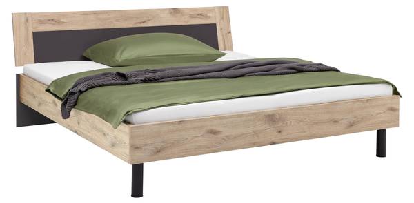 Bett BERGAMO Braun - Grau - Holzwerkstoff - 189 x 1 x 180 cm