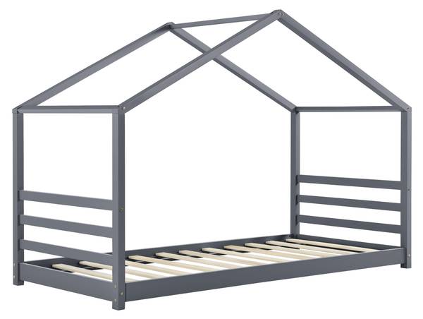 Lit enfant Vardø Pin 90 x 200 cm Gris - Bois massif - 200 x 142 x 90 cm