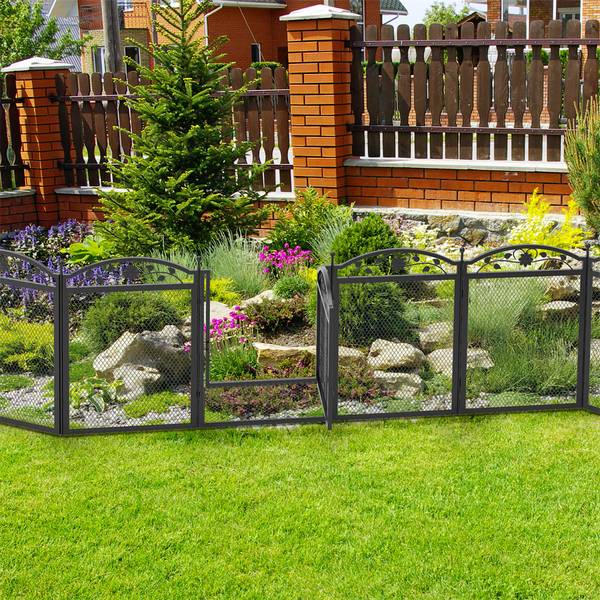 Beetzaun Gartenzaun Metall (8er Set) Schwarz - Eisen - 61 x 80 x 61 cm