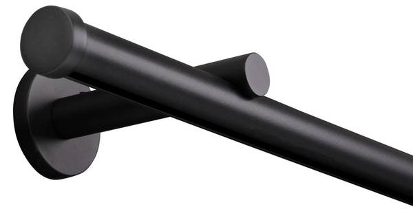 Gardinenstange Innenlauf Kappe 2-tlg. Schwarz - Breite: 270 cm