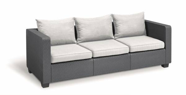 Garten-Einzelsofa 3-Sitzer Salta Grau - Baumwollstoff - Polypropylen - 84 x 66 x 200 cm