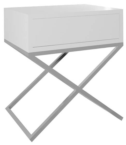 Nachttisch XARA Silber - Weiß - Holzwerkstoff - 45 x 50 x 35 cm