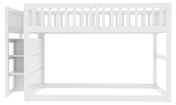 Niedriges Sicherheits-Etagenbett-O1010 Weiß - Massivholz - 145 x 136 x 247 cm