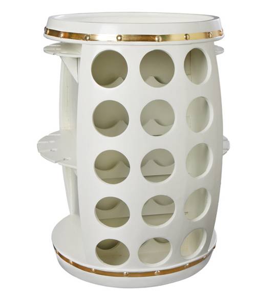 Weinfass BODEGA WHITE Gold - Weiß - Metall - Holz teilmassiv - 52 x 66 x 52 cm