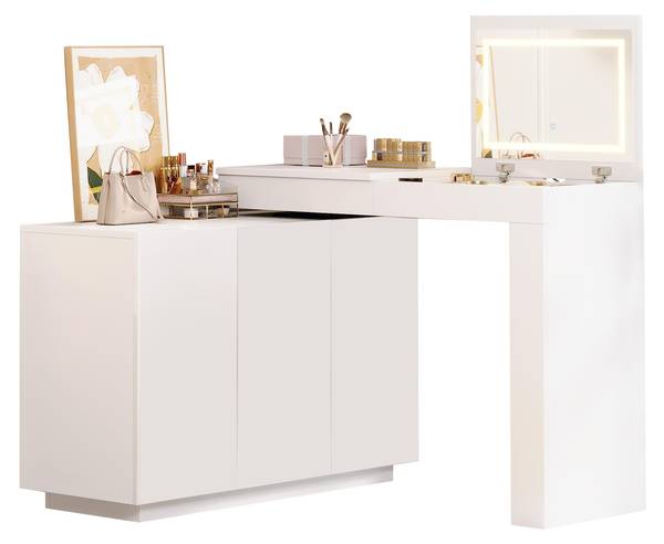Schminktisch DENBA mit Spiegel Weiß - Holzwerkstoff - 40 x 80 x 100 cm