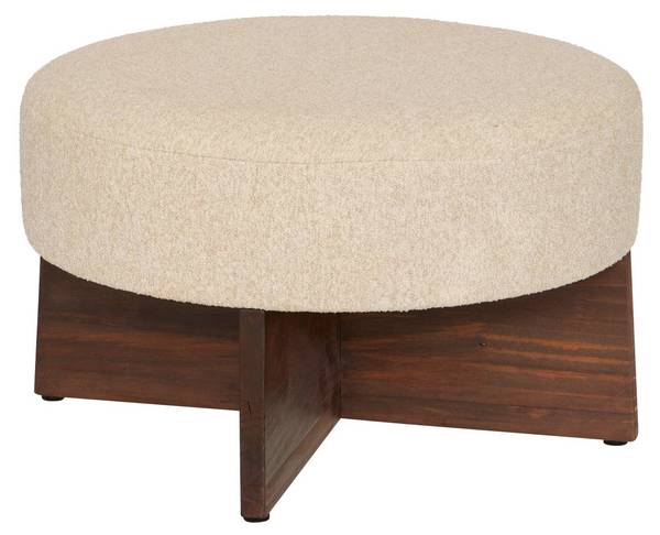 Sitzpuff KAYAN Beige - Massivholz - 50 x 30 x 50 cm