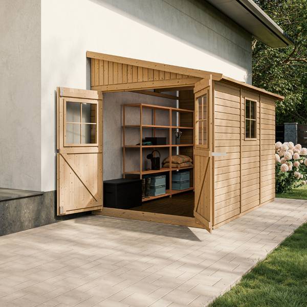 Gartenhaus M339 Beige - Fichte - 201 x 243 x 297 cm