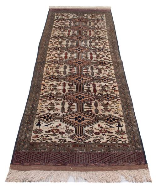 Orientteppich Oriental Beige - Naturfaser - 90 x 1 x 304 cm