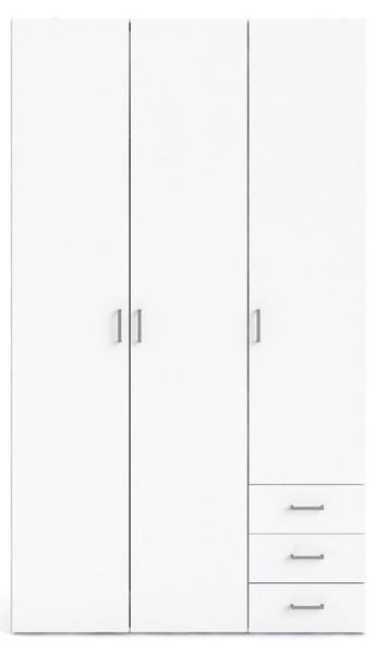Kleiderschrank Spell Weiß - Holz teilmassiv - 116 x 200 x 50 cm