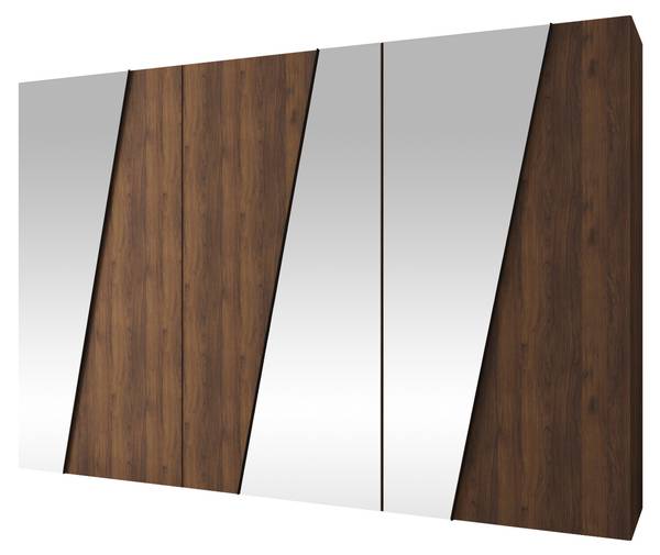 Kleiderschrank Zen 3 Schwarz - Walnuss