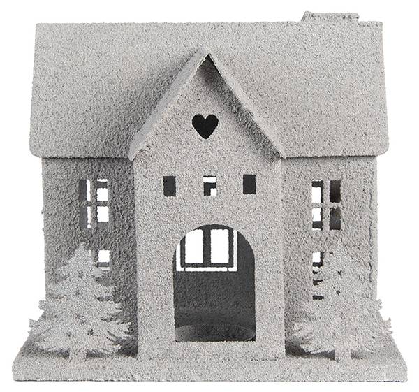 Dekorationsfigur Haus Xmas&Evin Grau - Metall - 17 x 24 x 26 cm
