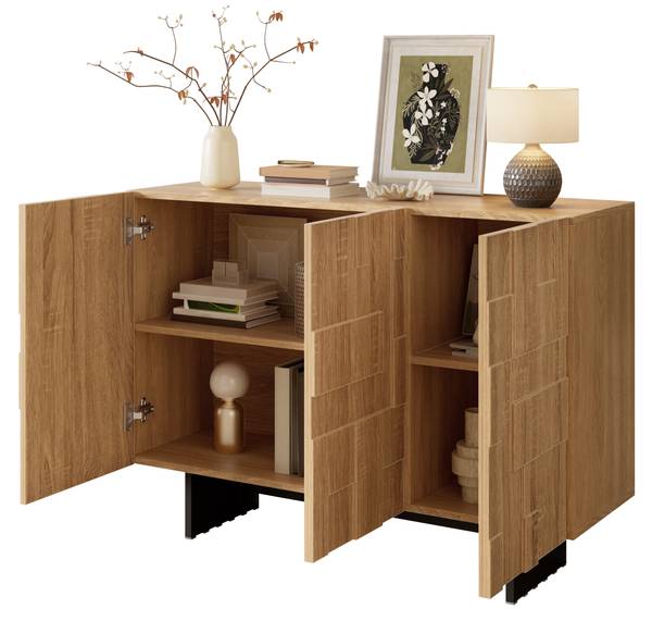 Dressoir MUTIM  Ⅱ bruin - plaatmateriaal op houtbasis - 34 x 76 x 105 cm