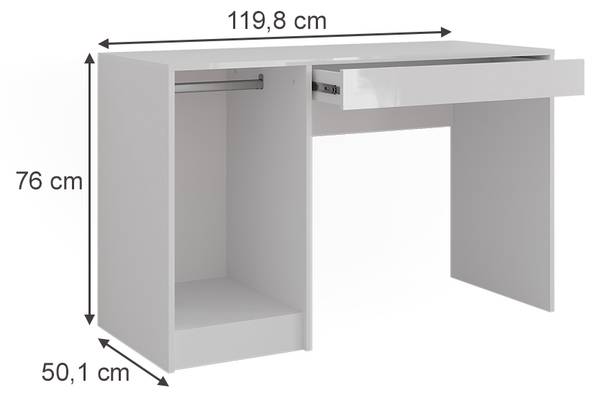 Schminktisch Sherry 57599 Weiß - Holzwerkstoff - 120 x 76 x 51 cm