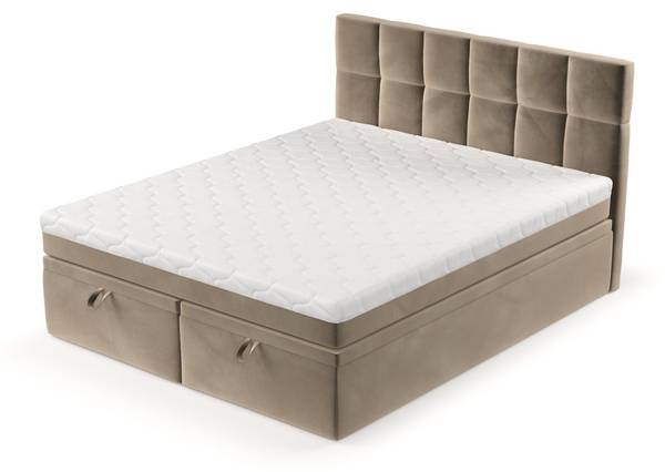 Boxspringbett ELANO mit Stauraum Paros Taupe - Liegefläche Breite: 140 cm