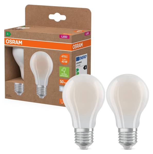 LED-Glühbirne Energy Effciency (2er Set) Weiß - Glas - 6 x 6 x 11 cm
