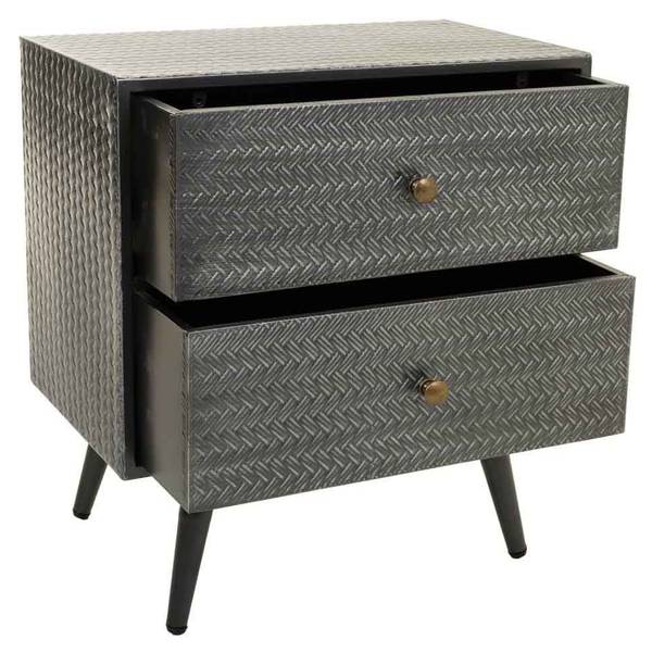 Nachttisch Illinois Grau - Metall - 50 x 56 x 30 cm
