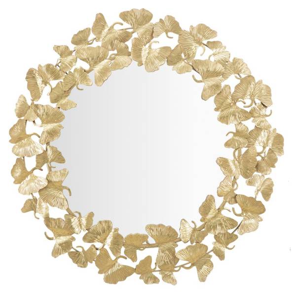 Spiegel Foglie Round Gold - Metall - 3 x 87 x 87 cm