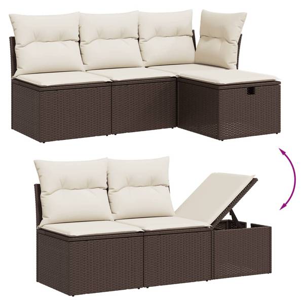 Salon de jardin 3036420-1 (lot de 7) Marron - Crème